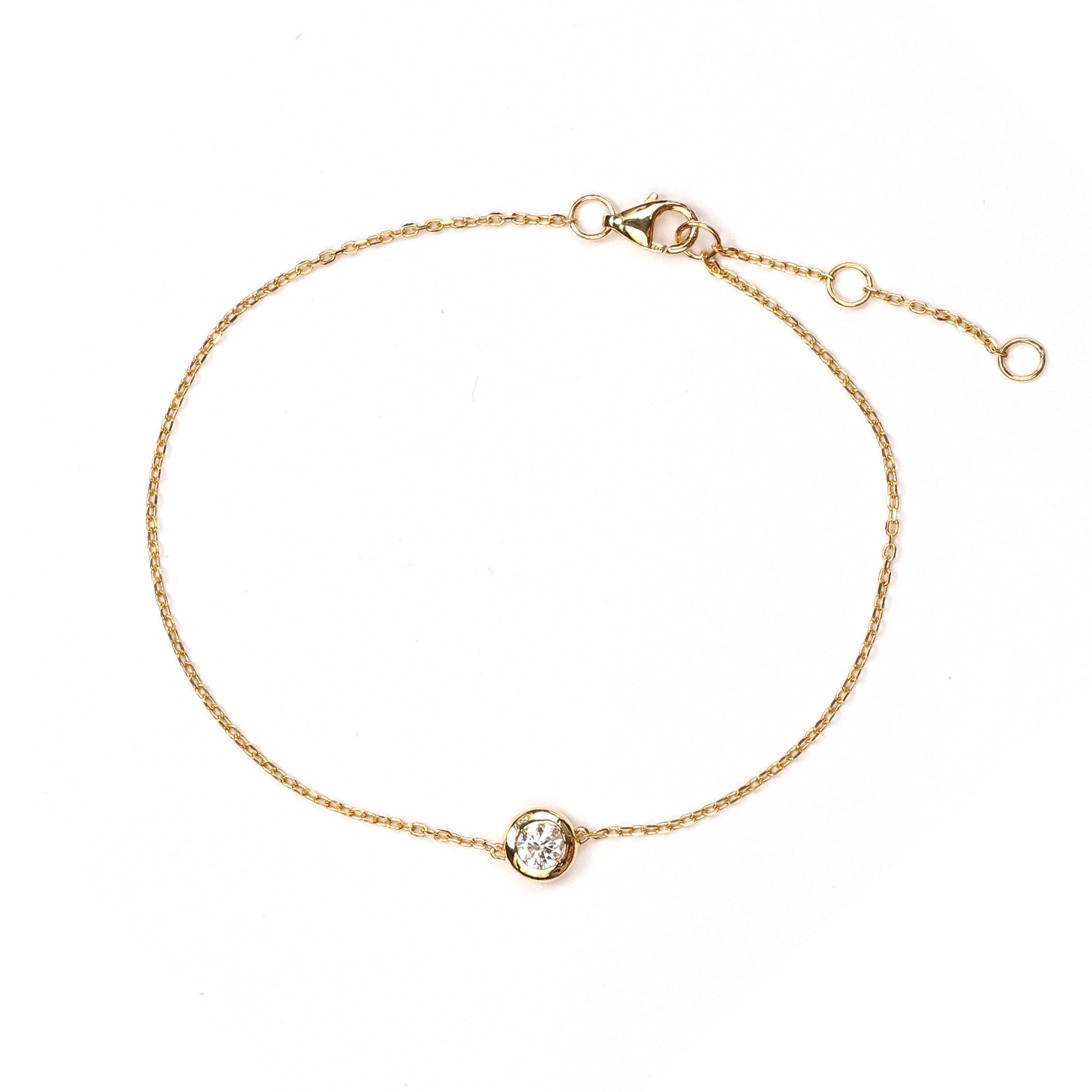 18K Gold Round Brilliant Diamond Bezel chain Bracelet 0.2ct tw. A00141 - FABER JEWELS