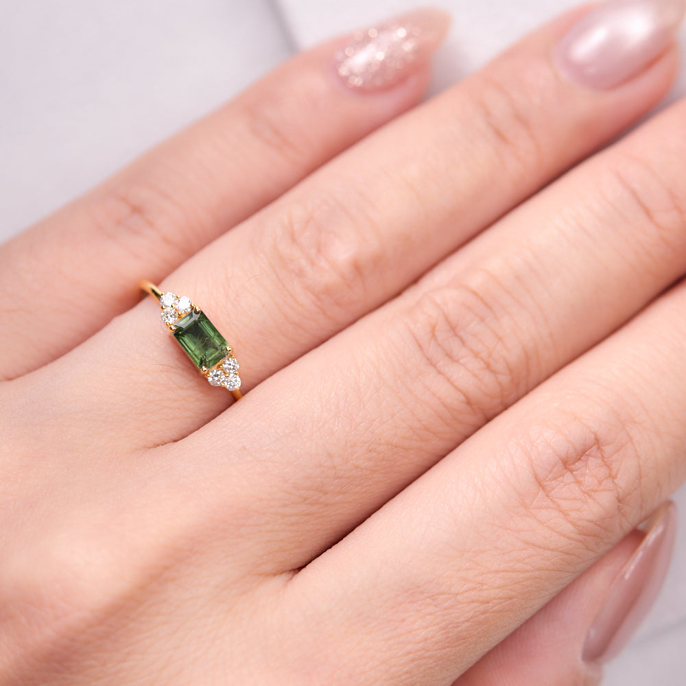 18K Gold Green Sapphire Diamond Ring CC0004 - FABER JEWELS