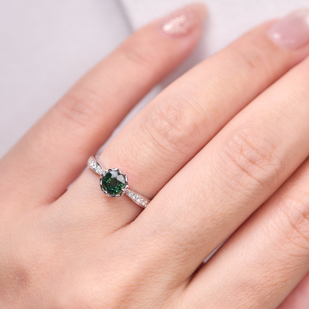 18K Gold australian Green Sapphire Diamond Ring 0.76 ct CC0008 - FABER JEWELS