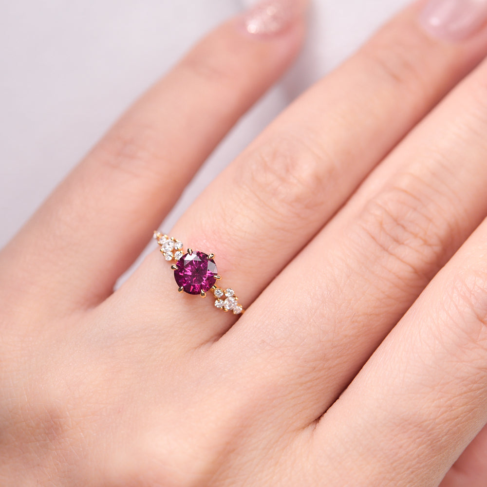 18K Gold Tanzanian Rhodolite Diamond Ring 1.04 ct CC0013 - FABER JEWELS