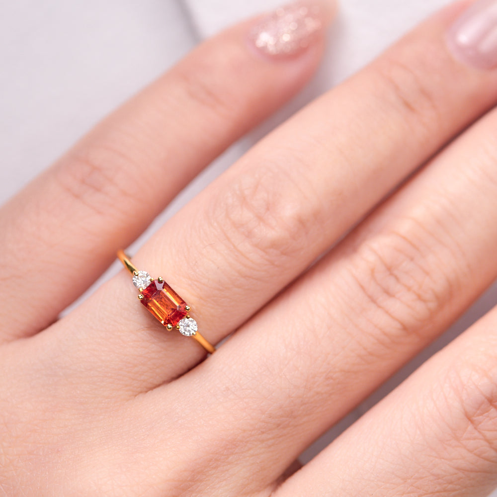 18K Gold Orange Sapphire Diamond Ring CC0027 - FABER JEWELS
