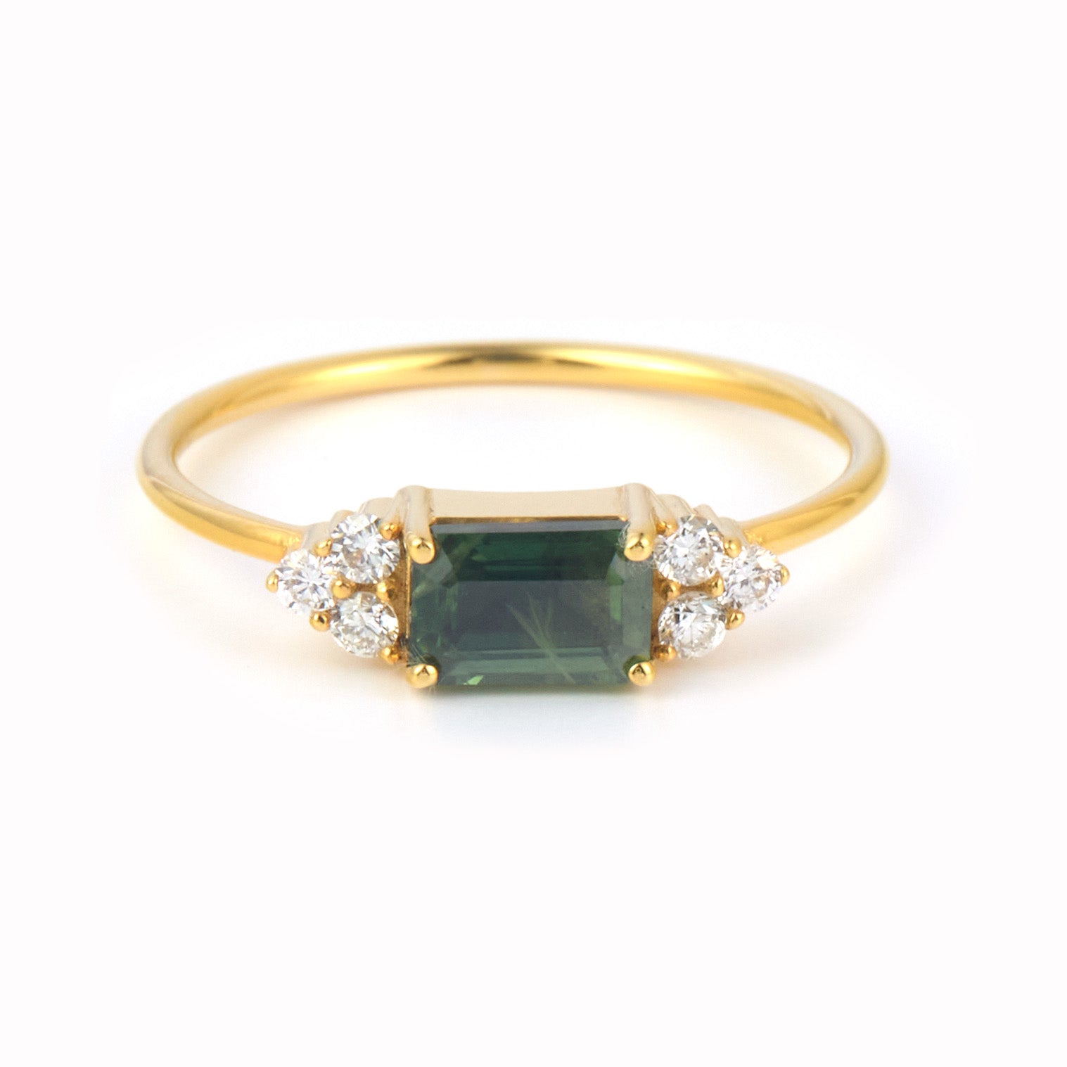 18K Gold Green Sapphire Diamond Ring A00237 Faber Jewels