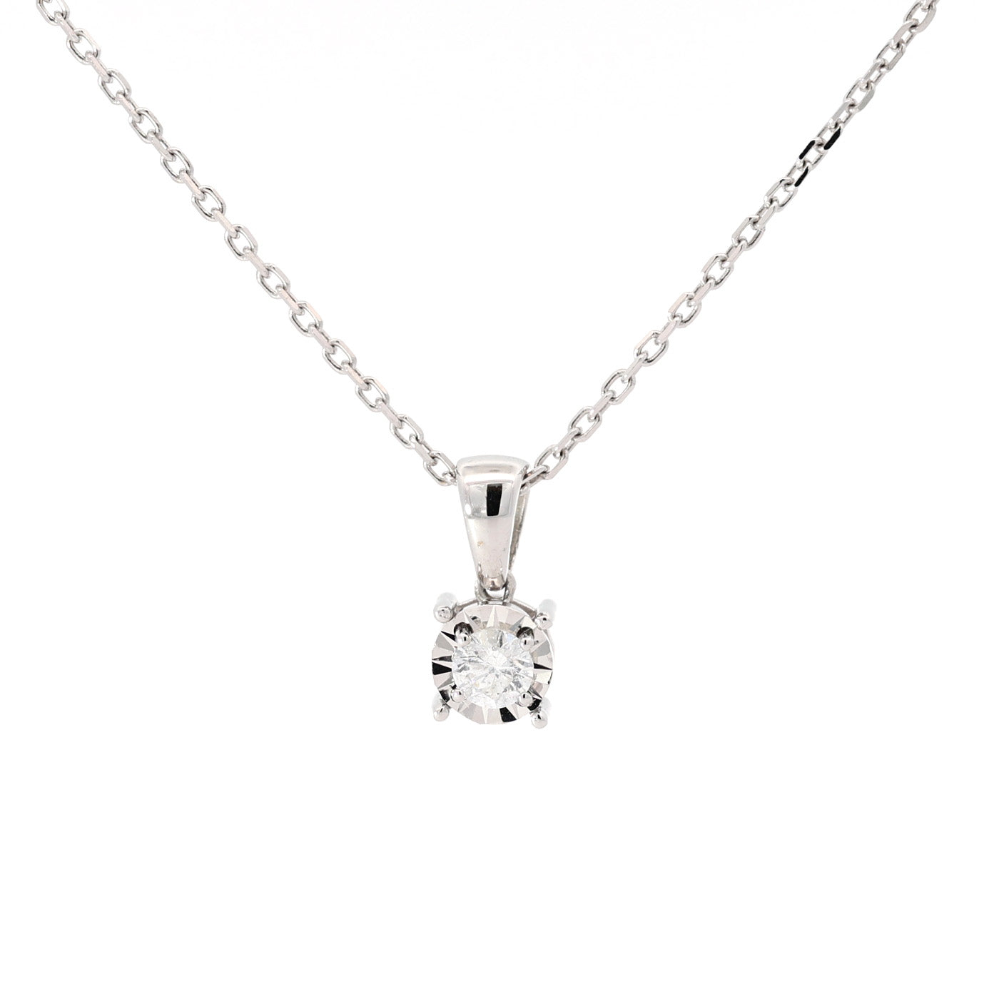 18K gold Round Brilliant Diamond Illusion Pendant 0.10ct tw. A00075 - FABER JEWELS