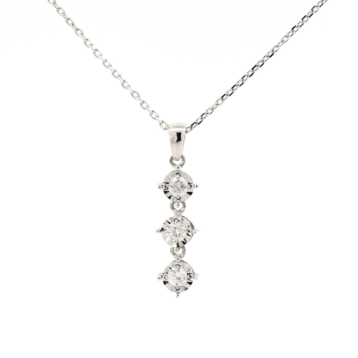 18K Gold Round Brilliant Diamond Trio Illusion Pendant 0.23ct tw. A00073 - FABER JEWELS